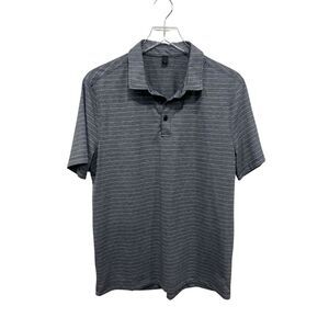 Lululemon Polo Shirt Men's Size L Evolution Short Sleeve Gray Striped